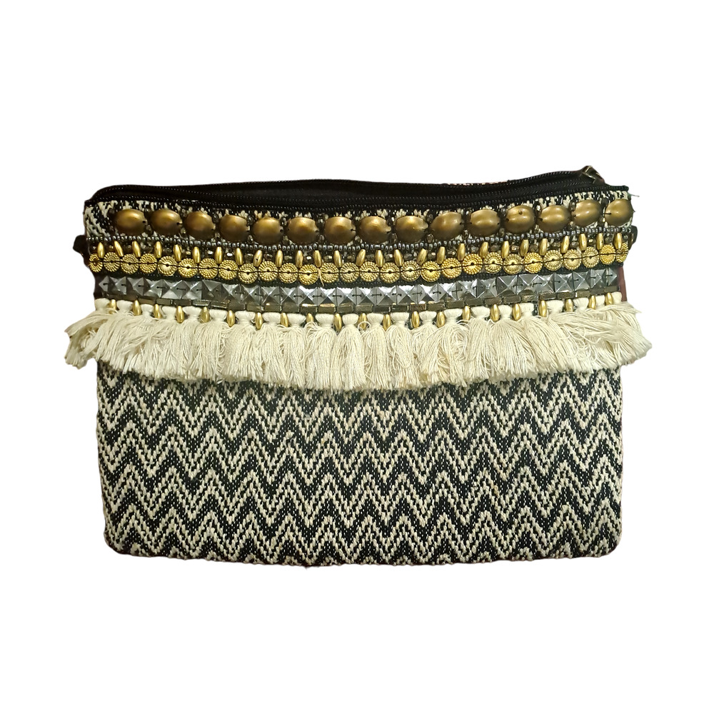 Trendy Handmade Hosiery Boho Detailed Clutch